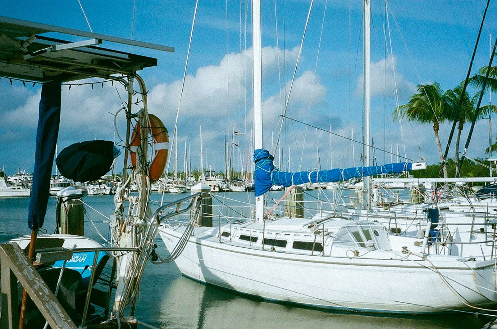Private boat cruising over blue water near Key West